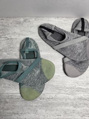 Fitkicks Two-Pair Stretch Ballet Flats with Cross Strap - Grey & Teal